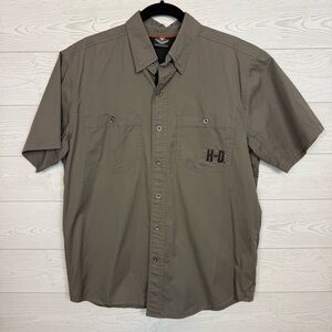 Harley-Davidson Motorcycle Logo Gray Button Down Shirt Size Medium